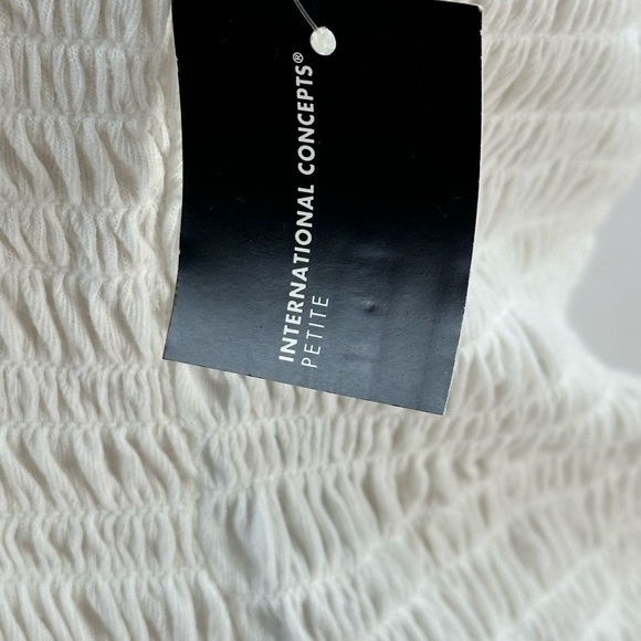 INC Short Puff Sleeve Off Shoulder Smocked Bodice Blouse - Washed White - PXL - Picture 7 of 8